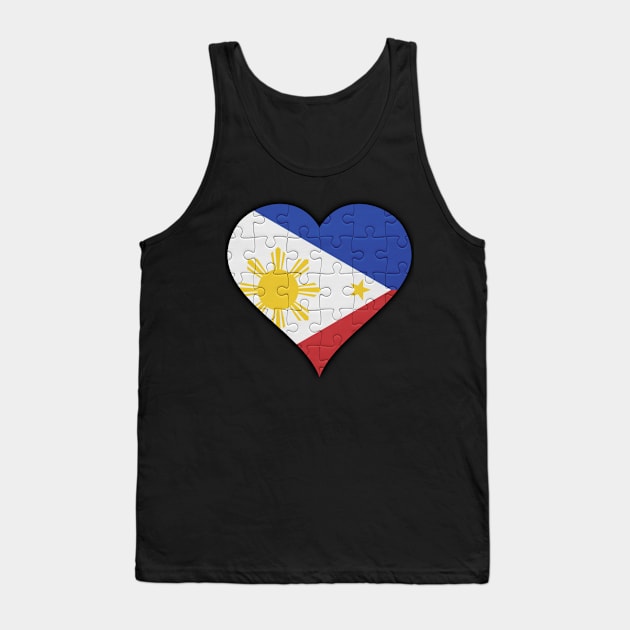 Filipino Jigsaw Puzzle Heart Design - Gift for Filipino With Philippines Roots Tank Top by Country Flags